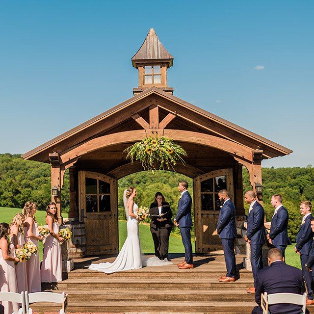 A ceremony at the outdoor chapel